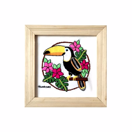 تابلوی گلدوزی طرح گل و پرنده 26 در 26