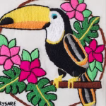 تابلوی گلدوزی طرح گل و پرنده 26 در 26